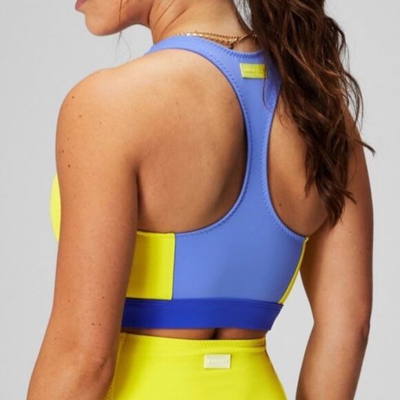 FABLETICS Purple Yellow‎ Zip-Front Racerback Shaping Compression Swim Top Size L - Picture 11 of 11
